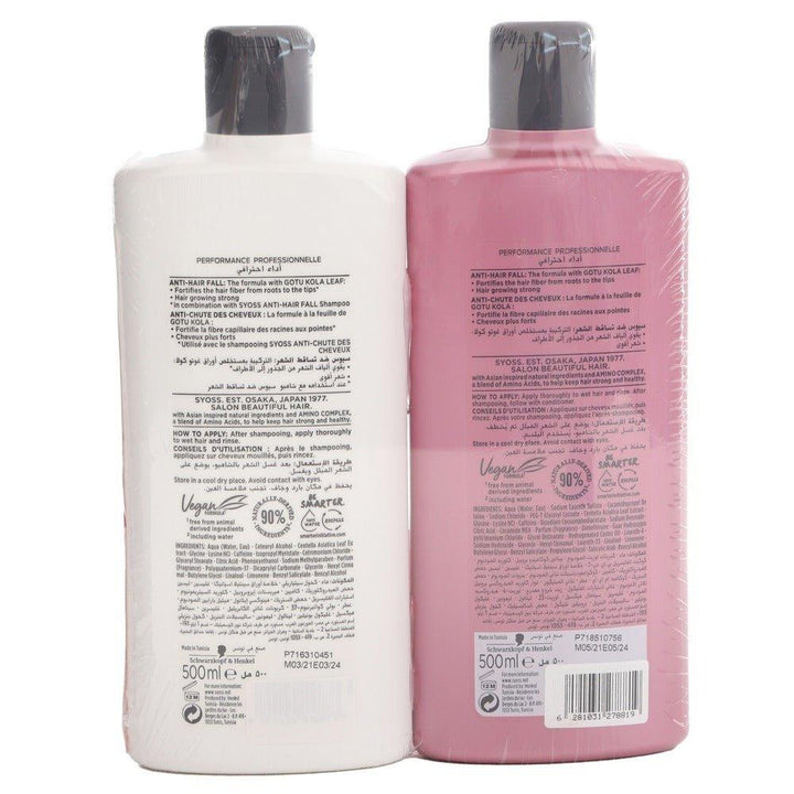 Syoss Anti-Hair Fall Shampoo + Conditioner Combo Pack- 500ml+500ml - Pinoyhyper