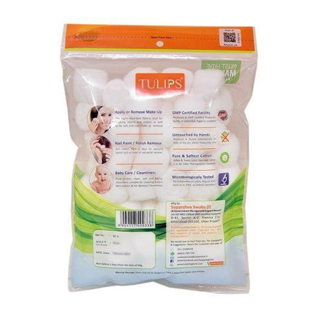 Tulips Cotton Balls - White 50 Pcs - Pinoyhyper