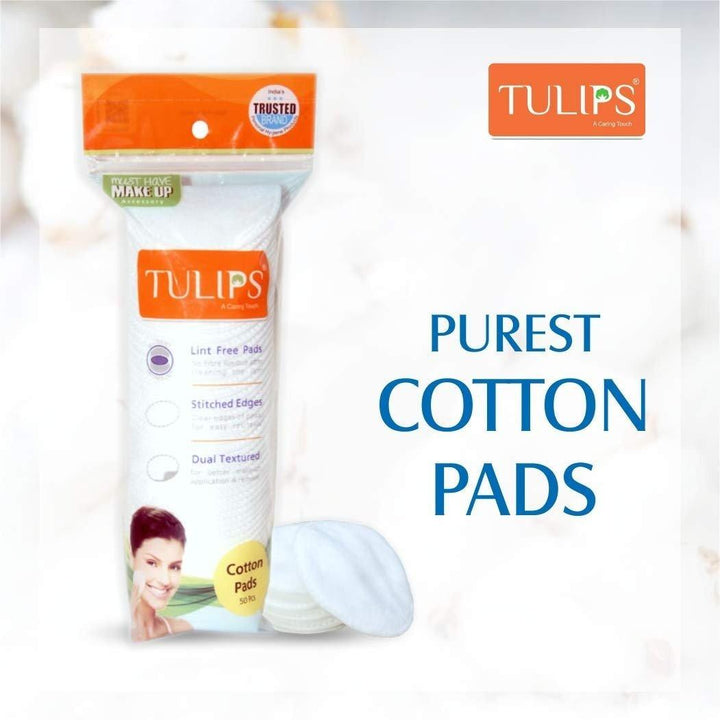 Tulips Round Facial Cotton Pads - 50Pcs - Pinoyhyper