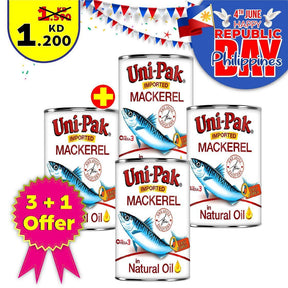 Unipak Mackerel in Natural Oil 155gm 3+1 Offer - Pinoyhyper