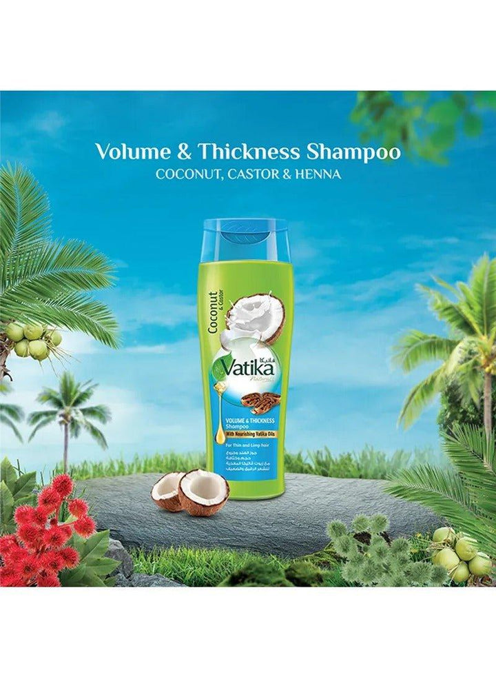 Vatika Naturals Coconut And Castor Volume & Thickness Shampoo 2 x 400ml - Pinoyhyper