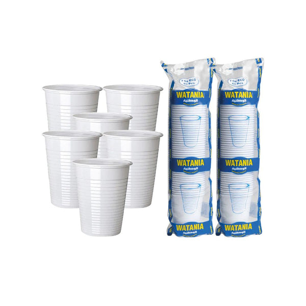 Watania Plastic Drinking Cups 7Oz - 50Pcs x 2 Set - Pinoyhyper