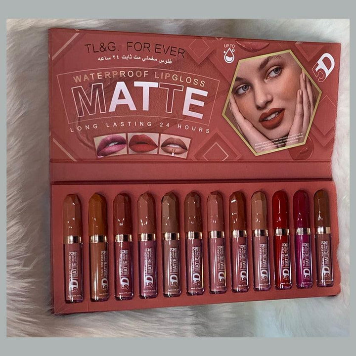 WaterProof Lip Gloss Mate Lip Stick - 5g×12Pcs - Pinoyhyper