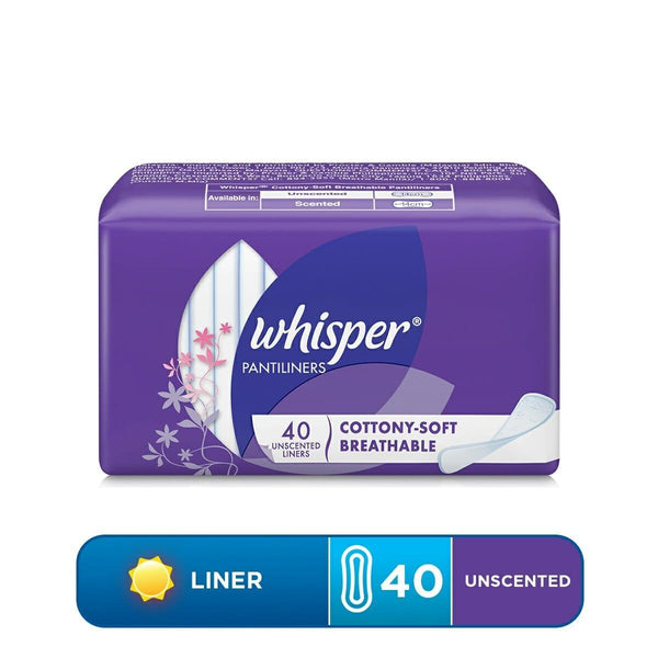 Whisper Pantiliners Cottony Soft Unscented 40 liners - Pinoyhyper