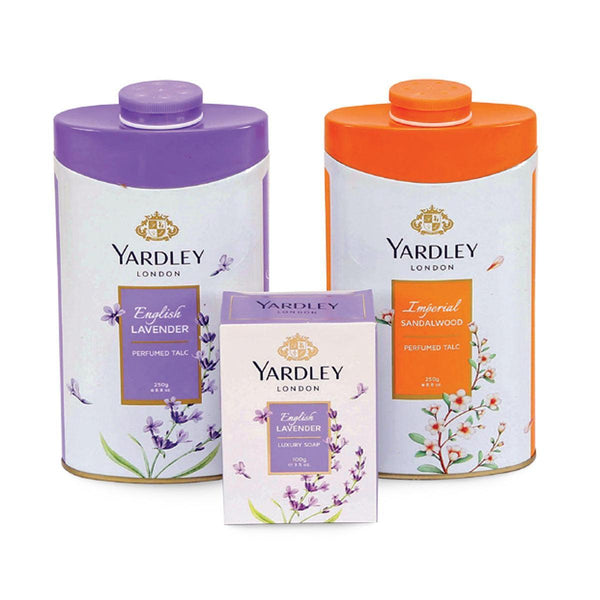 Yardley Perfumed Talc Assorted 2 x 250g + Soap 100g - Pinoyhyper