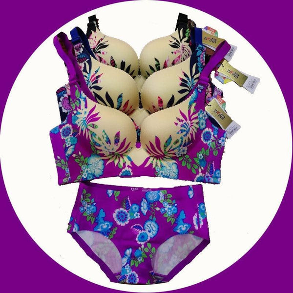 Zivania Fancy Printed Bra and Panty Set Free Size - Pinoyhyper